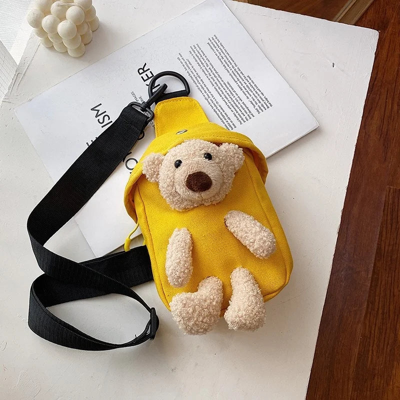 Cartoon Bear Women's Canvas Shoulder Bag Sports Bag