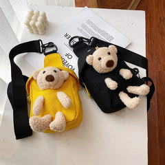 Cartoon Bear Women's Canvas Shoulder Bag Sports Bag