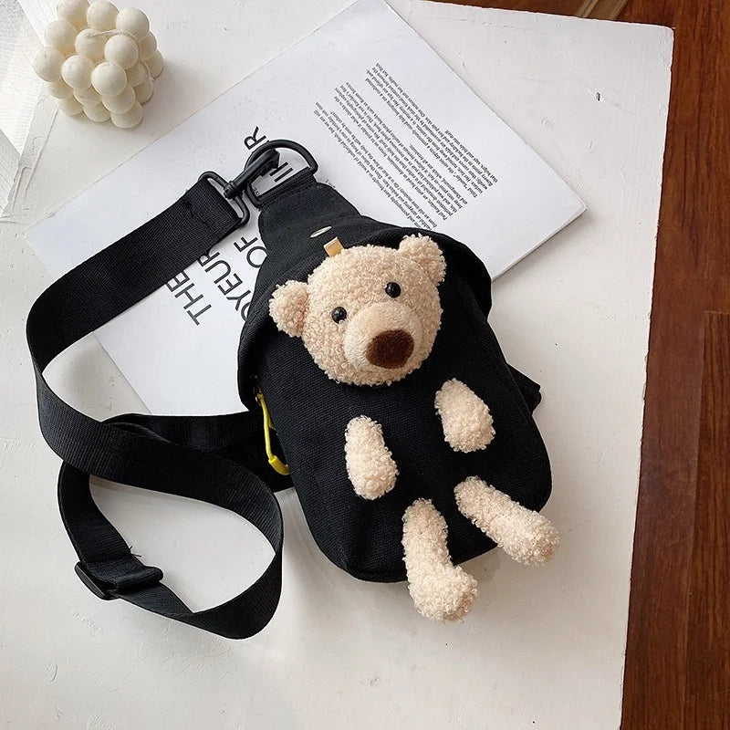 Cartoon Bear Women's Canvas Shoulder Bag Sports Bag