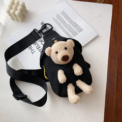 Cartoon Bear Women's Canvas Shoulder Bag Sports Bag