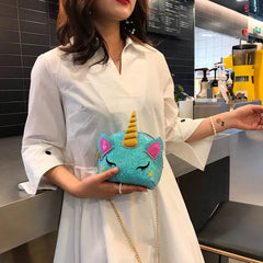 Sequin Unicorn Coin Purse Girls Shoulder Bag Out Travel Bag