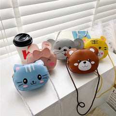 Cat Kids Mini Handbag Girls PU Leather Small Shoulder Crossbody Bag