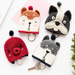 Cartoon Dog Key Case Hand-woven Wool Key Chain