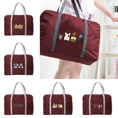 Cartoon Pattern Nylon Travel Bag Large Capacity Foldable Luggage Bag