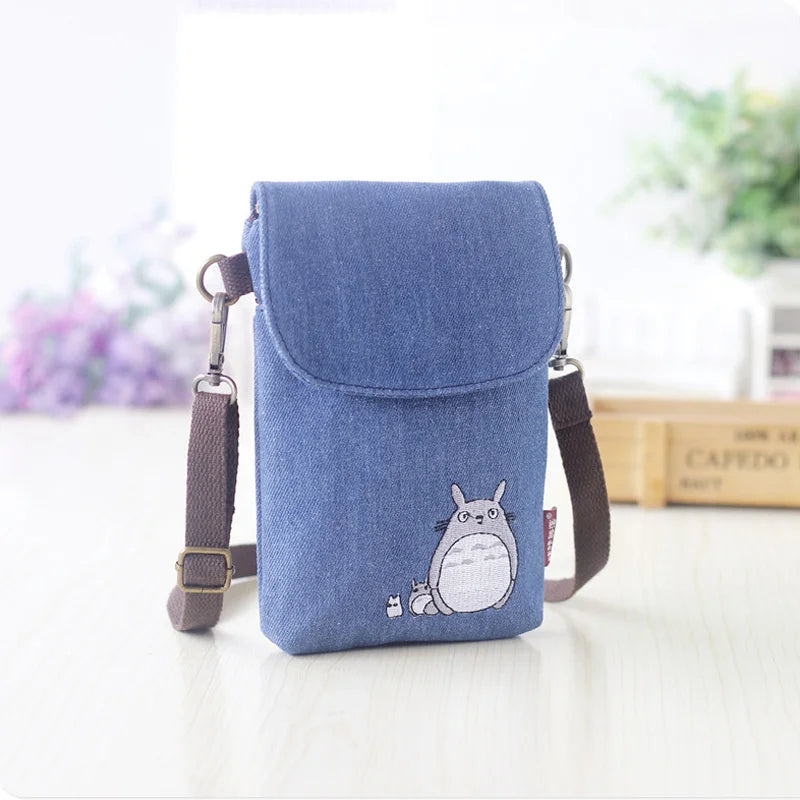 Totoro Mini Mobile Phone Canvas Shoulder Bag for Women Girls