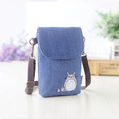 Totoro Mini Mobile Phone Canvas Shoulder Bag for Women Girls