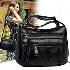 Soft Leather Shoulder Bag High-Quality Multi-Pocket Ladies Crossbody Bag