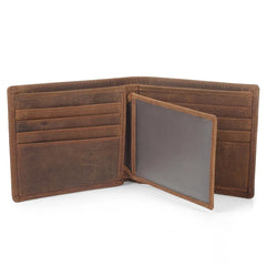 Men's Cow Leather Short Wallet Crazy Horse Male Cash Purses Clutch