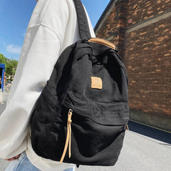 Canvas Green Laptop Student Bag Women Men College Bag Backpack