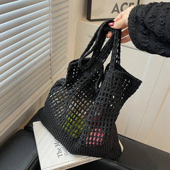Casual Hollow Knitted Large-Capacity Women's Shoulder Tote Handbag