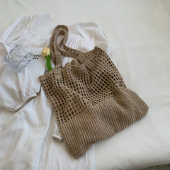 Casual Hollow Knitted Large-Capacity Women's Shoulder Tote Handbag