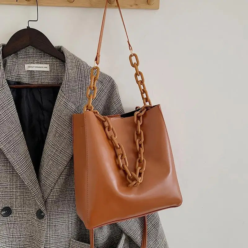 Casual Large Capacity Women Tote Shoulder Bag PU Leather Ladies Bucket Handbag