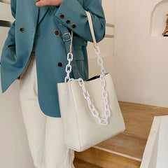 Casual Large Capacity Women Tote Shoulder Bag PU Leather Ladies Bucket Handbag