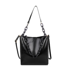 Casual Large Capacity Women Tote Shoulder Bag PU Leather Ladies Bucket Handbag