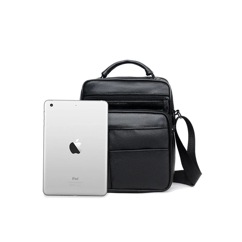 Men's Split Leather Mini Crossbody Bag Business Small Shoulder Messenger Bag