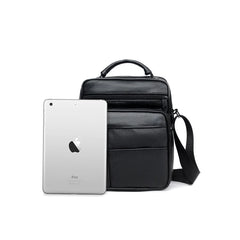 Men's Split Leather Mini Crossbody Bag Business Small Shoulder Messenger Bag