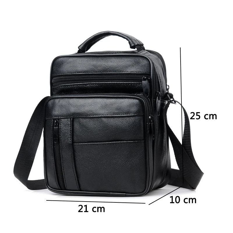 Men's Split Leather Mini Crossbody Bag Business Small Shoulder Messenger Bag
