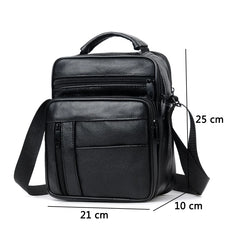Men's Split Leather Mini Crossbody Bag Business Small Shoulder Messenger Bag