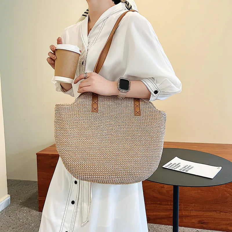 Straw Shoulder Bag Beach Handbag Large Capacity Travel Tote Vacation Bags