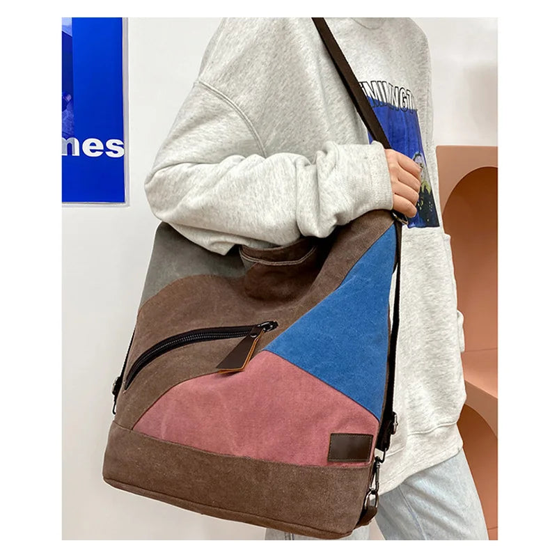 Canvas Shoulder Crossbody Bag Large Capacity Travel School Messenger XA806M