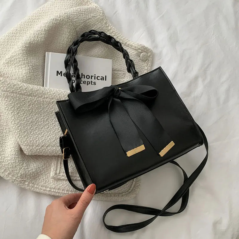Solid Square Handbag High Capacity Pu Leather Female Shoulder Bag Crossbody