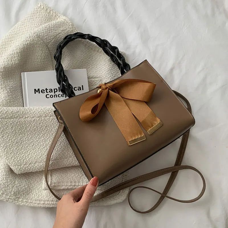 Solid Square Handbag High Capacity Pu Leather Female Shoulder Bag Crossbody