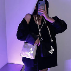 Casual Reflective Butterfly Crossbody Bag for Women