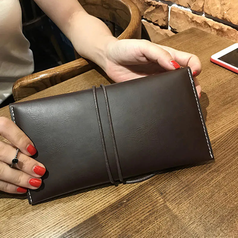 Vintage Leather Envelope Clutch for Women, Evening Party Bag