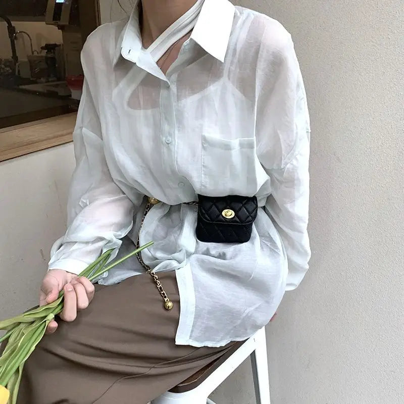 Chain Fanny Pack Women Waist Bag Mini Belt Bags