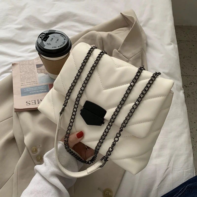 Quilted Chain Shoulder Bag for Women Crossbody Flap Purse