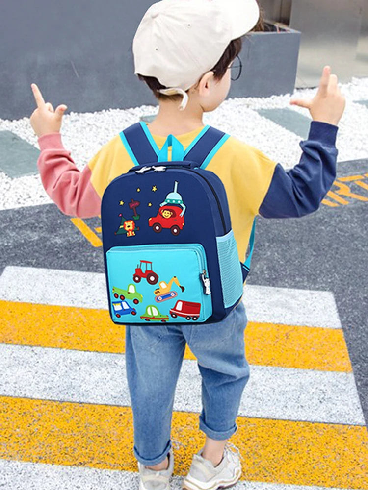 Kids Car Cartoon School Bag Boys Lightweight Backpack