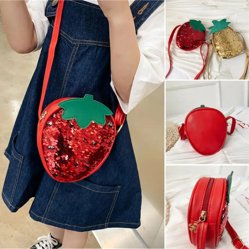 Girls Bling Sequin Handbag PU Shoulder Messenger Bag