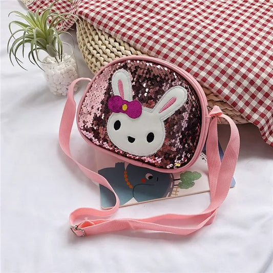 Girls Mini PU Leather Sequins Handbag Small Purse Cross Body Bag