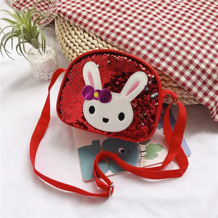 Girls Mini PU Leather Sequins Handbag Small Purse Cross Body Bag