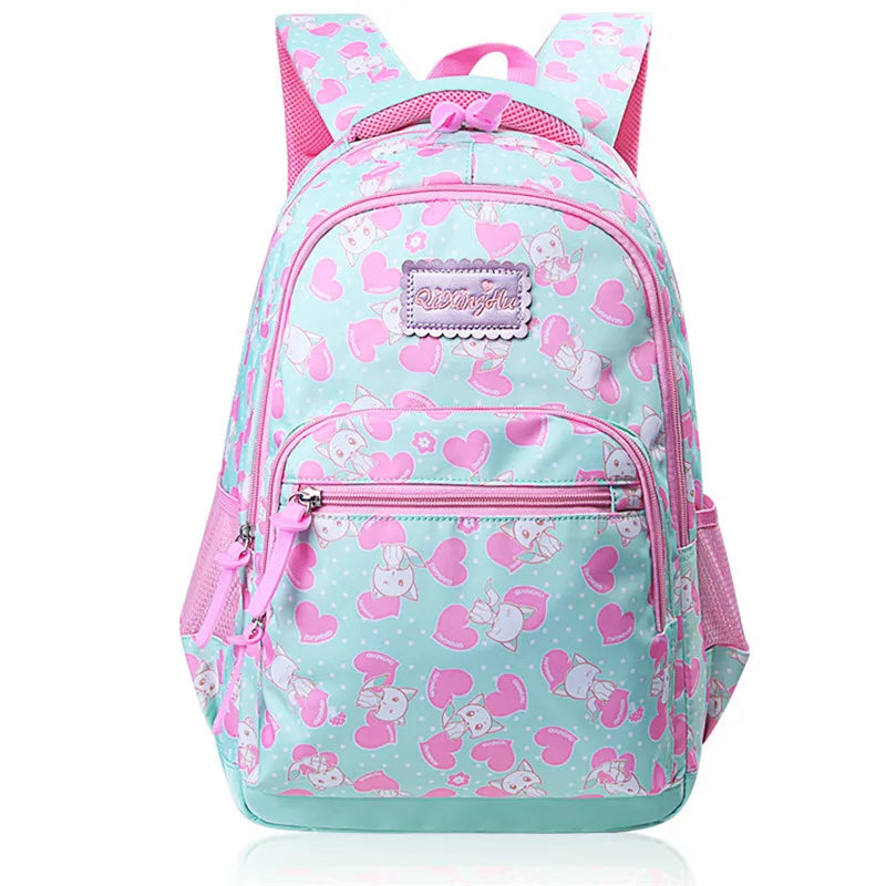 Girls Waterproof Backpack Cartoon Print Kids School Bag
