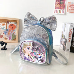 Cartoon Princess Kids Backpack Bow Sequins PU Bag