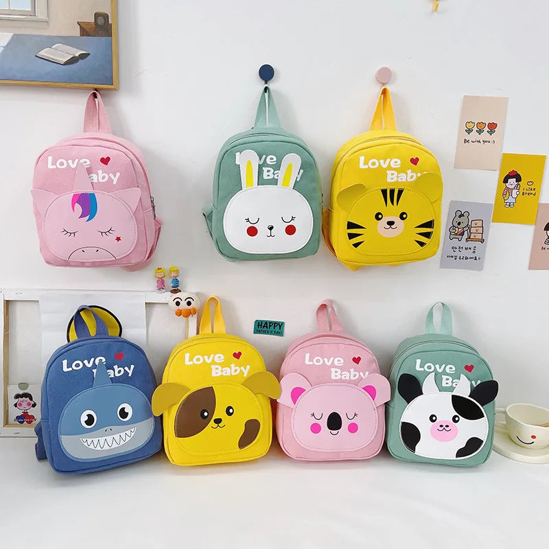 Girls' Cartoon Animal Canvas Pink Backpack