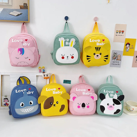 Girls' Cartoon Animal Canvas Pink Backpack