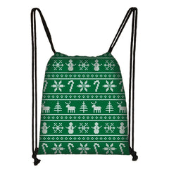 Christmas Elk Drawstring Bag Santa Leisure Backpack Canvas Party Gift Bag