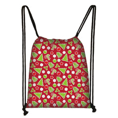 Christmas Elk Drawstring Bag Santa Leisure Backpack Canvas Party Gift Bag