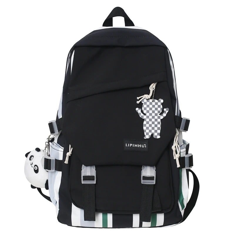Colorful Striped Women Backpack Waterproof School Bag Travel Rucksack