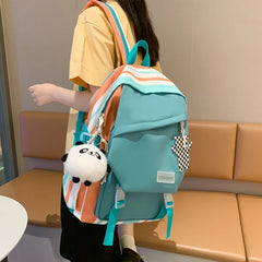 Colorful Striped Women Backpack Waterproof School Bag Travel Rucksack