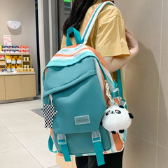Colorful Striped Women Backpack Waterproof School Bag Travel Rucksack