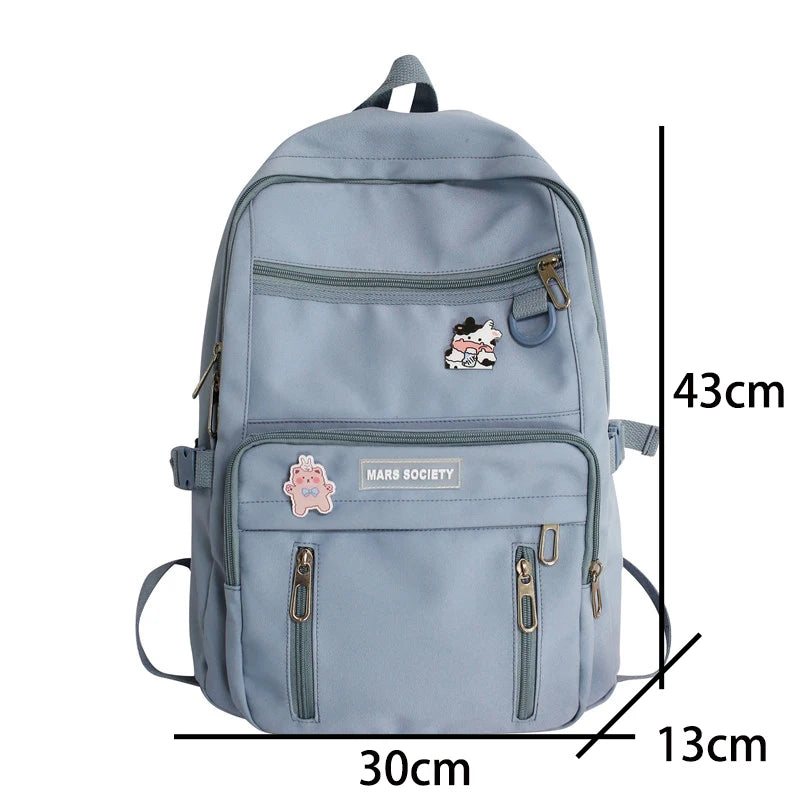 Waterproof Nylon Women Backpack Multi-Pocket Travel Rucksack