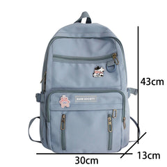 Waterproof Nylon Women Backpack Multi-Pocket Travel Rucksack