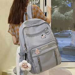 Waterproof Nylon Women Backpack Multi-Pocket Travel Rucksack