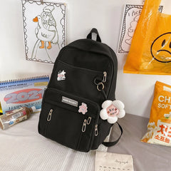 Waterproof Nylon Women Backpack Multi-Pocket Travel Rucksack