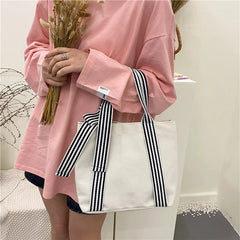 Girls Tote Bags Ladies Canvas Bag All-match Small Fresh Bow Handbags