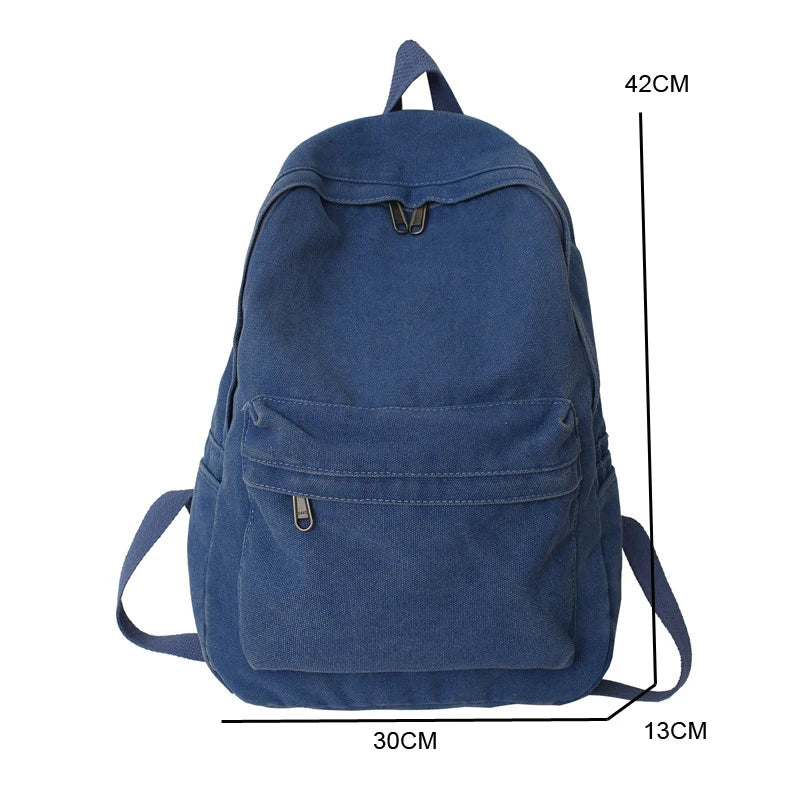 Canvas Green Laptop Student Bag Women Men College Bag Female Backpack