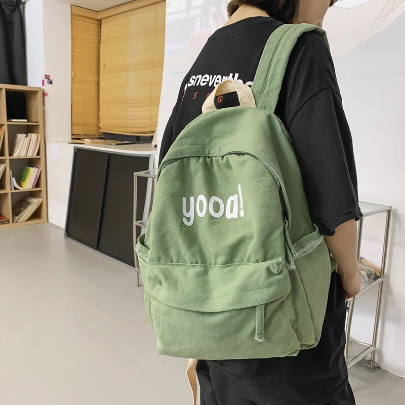 Canvas Laptop Student Bag Women Men College Bag Travel Backpack